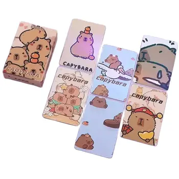 Tarjeta Lomo láser Capybara de dibujos animados creativos, Animal lindo, HD, tarjetas de colección de regalo, 50 piezas por juego