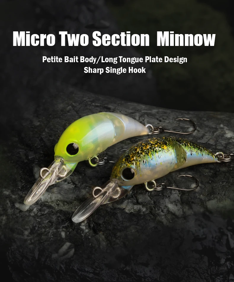 LEYDUN 35mm 2,6g Micro Angelköder Zwei Abschnitte Schwimmende Minnow Flach Tauchen Crankbait Angeln Künstliche Swimbaits Köder – Detail 1