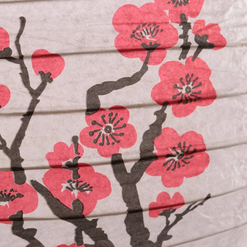 12-Inch Cherry Blossom Japanese/Chinese Paper Lanterns (Set Of 5, Red Sakura)