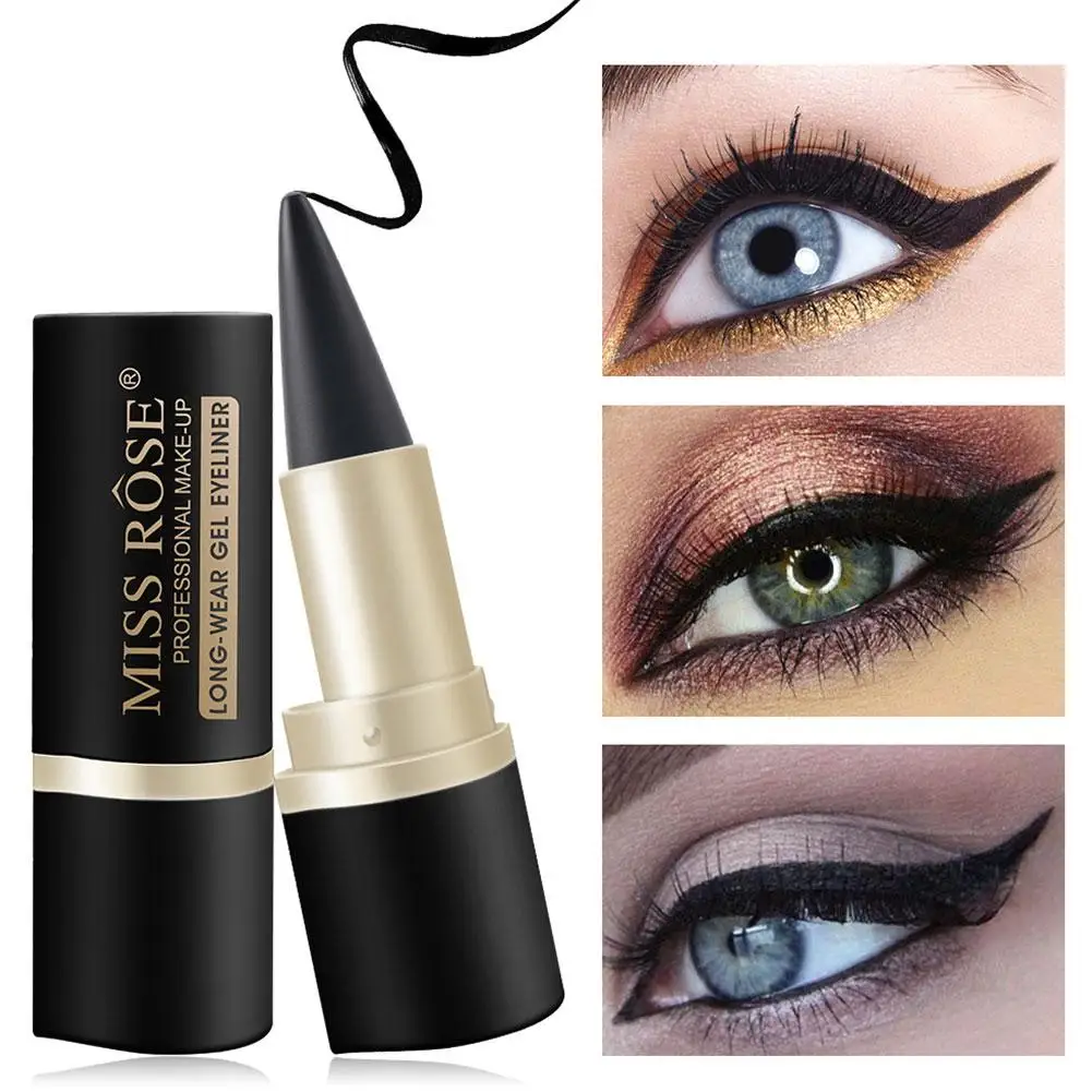 Schwarzer Eyeliner Bleistift Eye Enhancing Stick festes dickes Gel glatt 24 Stunden lang anhaltende rauchige Eyeliner Beauty Kosmetik