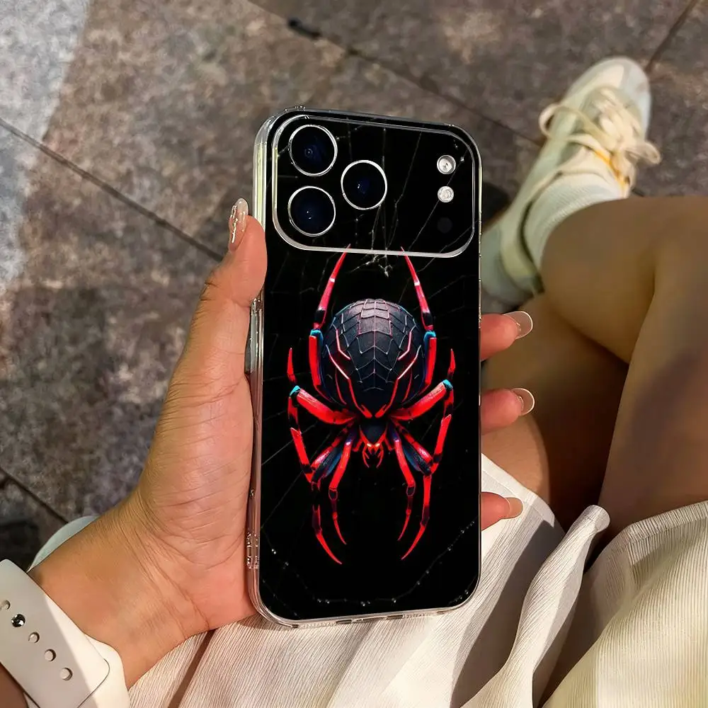 Custodia per telefono Danger Art Black Widow Spider per iPhone 14,13,12,11,17,16,15,Pro,Max,Plus,X,XS,XR,SE,Mini Cover morbida trasparente
