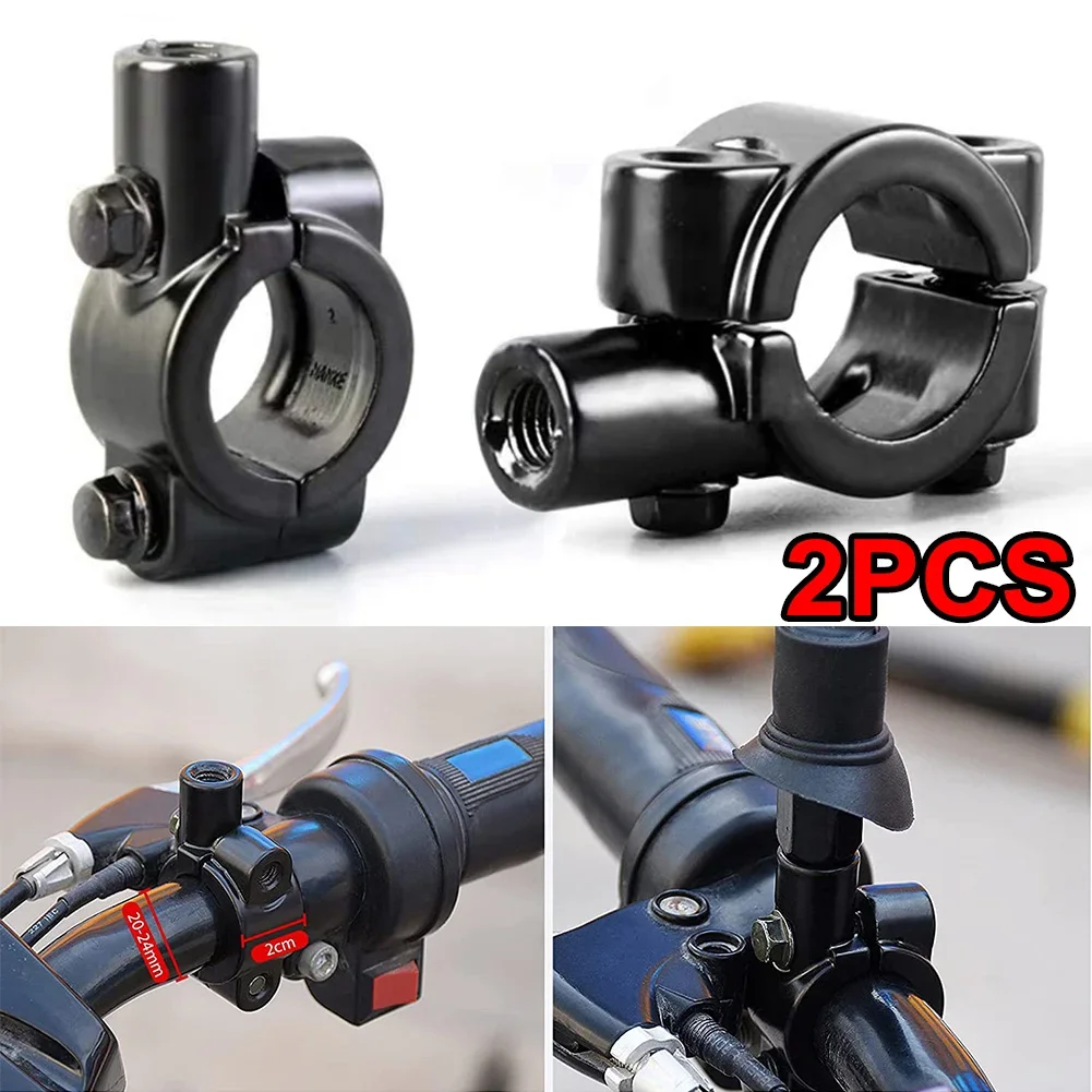 22mm 25mm Handlebar 10mm 8mm Thread Universal Motorcycle Mirror Mount Clamp Rear View Mirror Holder Adapter Black Clamp Base