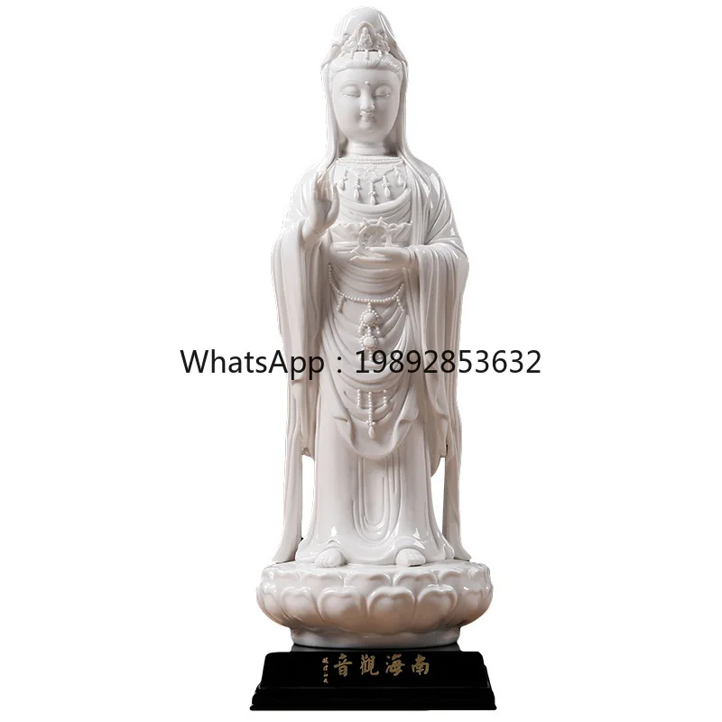 LYY Nanhai Guanyin Buddha Statue Worship Ornament Putuo Mountain Nanhai Guanyin Bodhisattva Standing Statue Craft