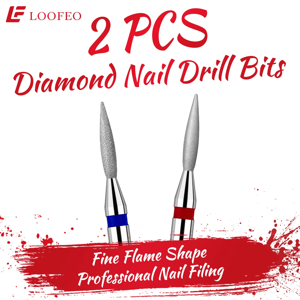 2pcs Flame Diamond Nail Drill Bit Sets for Cuticle Cleaning 3/32 Inch Shank Milling Cutter Manicure Medium Fine Nail File Bits