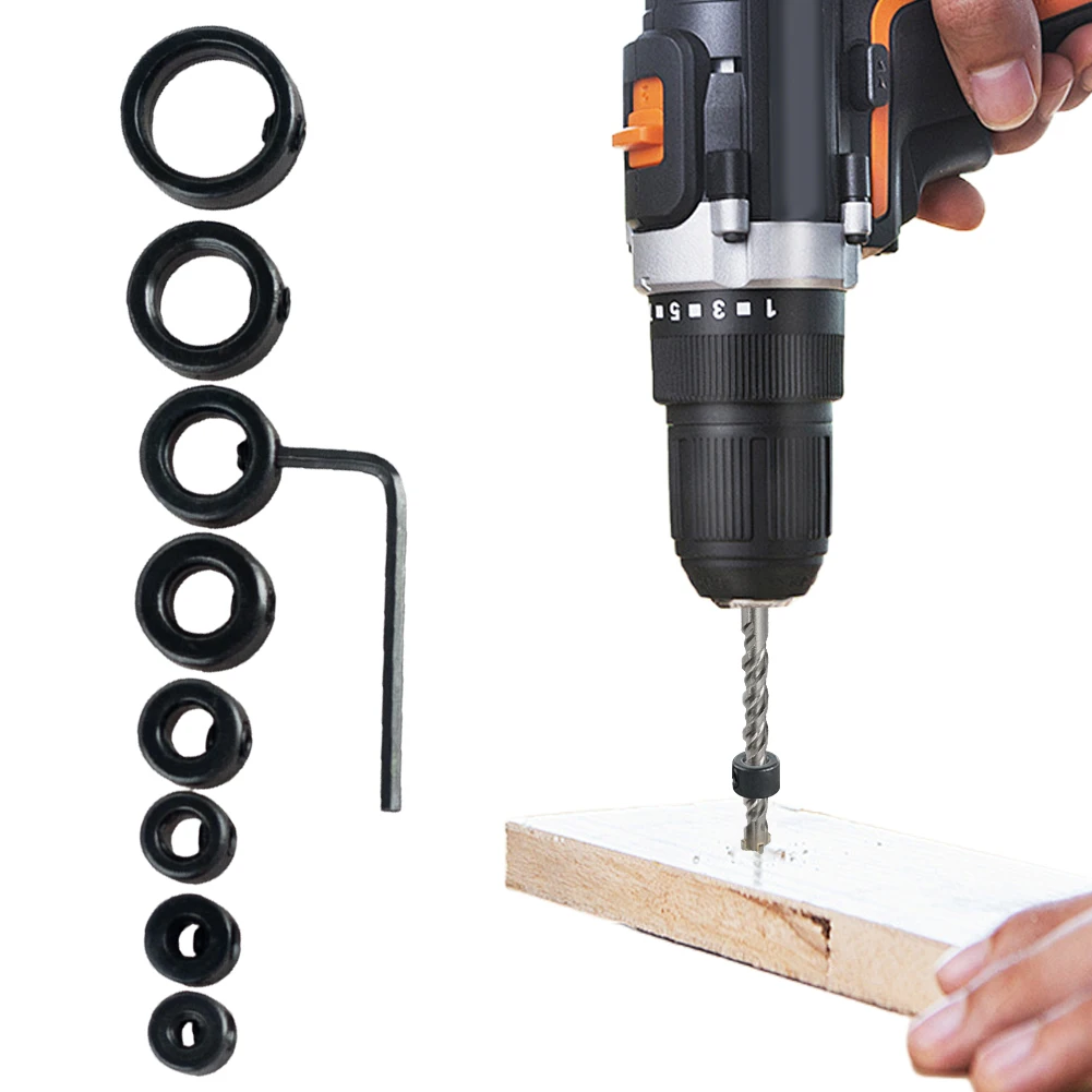 

Drill Bit Hole Depth Split Ring with Hex Wrenches Drill Bit Positioning Ring for Adjustable Precise Hole Cutting Measurements