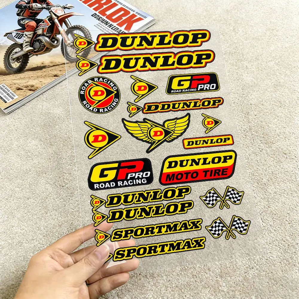 

Светоотражающие наклейки Dunlop для мотоциклов, водонепроницаемые наклейки для шлемов, скутеров, топливных баков, ящиков для инструментов, гоночных мотоциклов