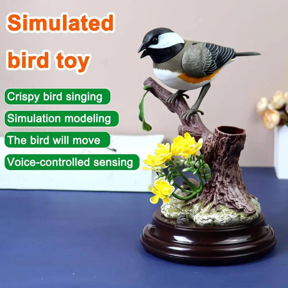 Simulation Voice Control Little Bird Creativity Cute Bird Decorative Item Room Home Decoration Toys For Children Gift C0i1