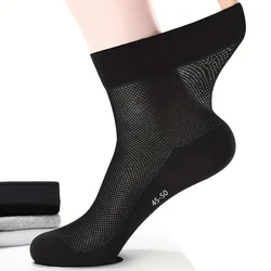 5pairs Plus Size Men's Thin Mesh Breathable Sweat-absorbing Comfortable Crew Socks For Summer