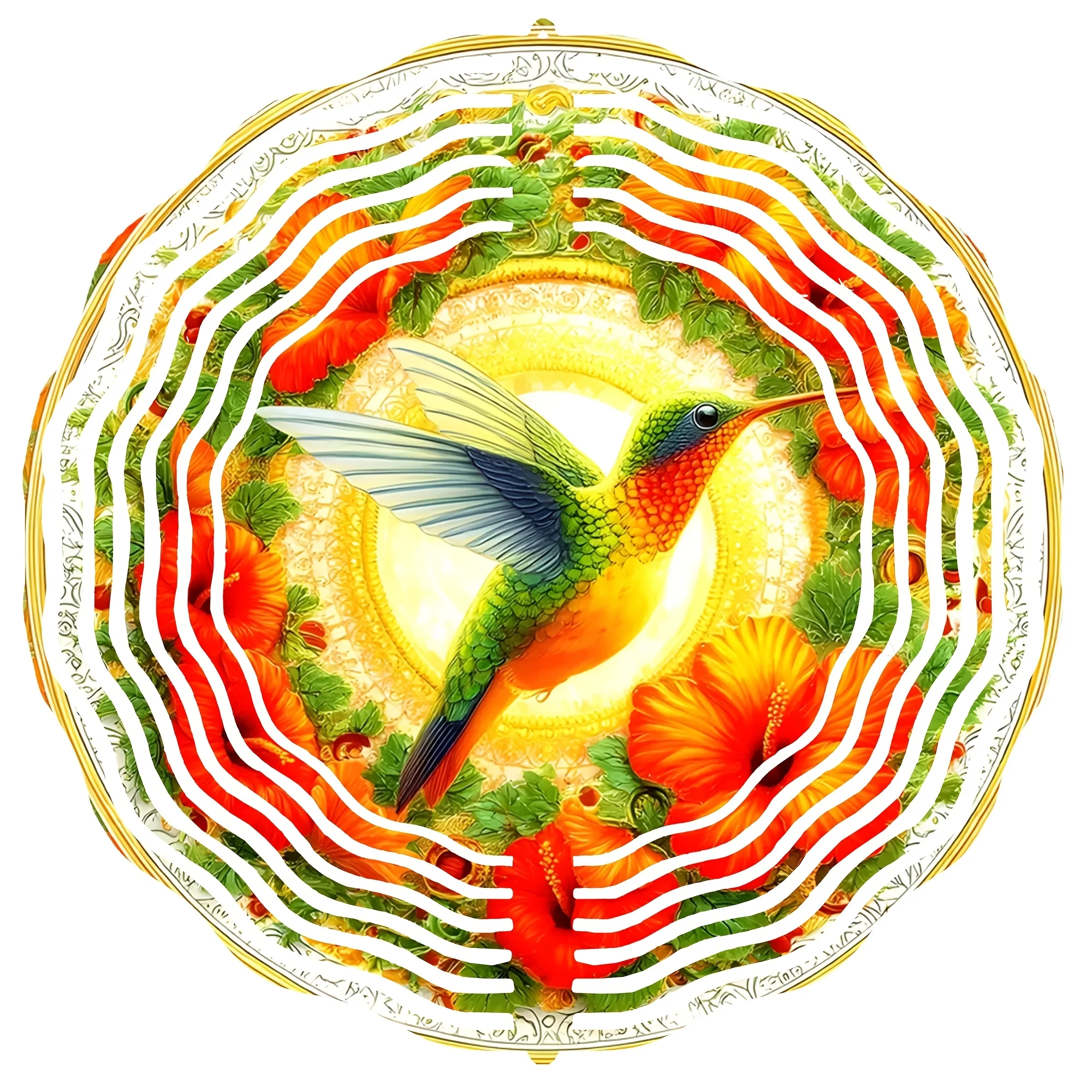 Wind Chimes, Vibrant Hummingbird And Orange Blossom Garden Artwork, a Gift for Nature Lovers And Gardening