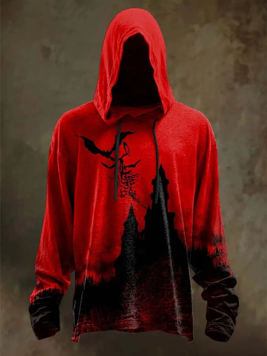 

Halloween Abstract Skull Floral Print Casual Hooded Sweatshirt Men's Pullover Tops