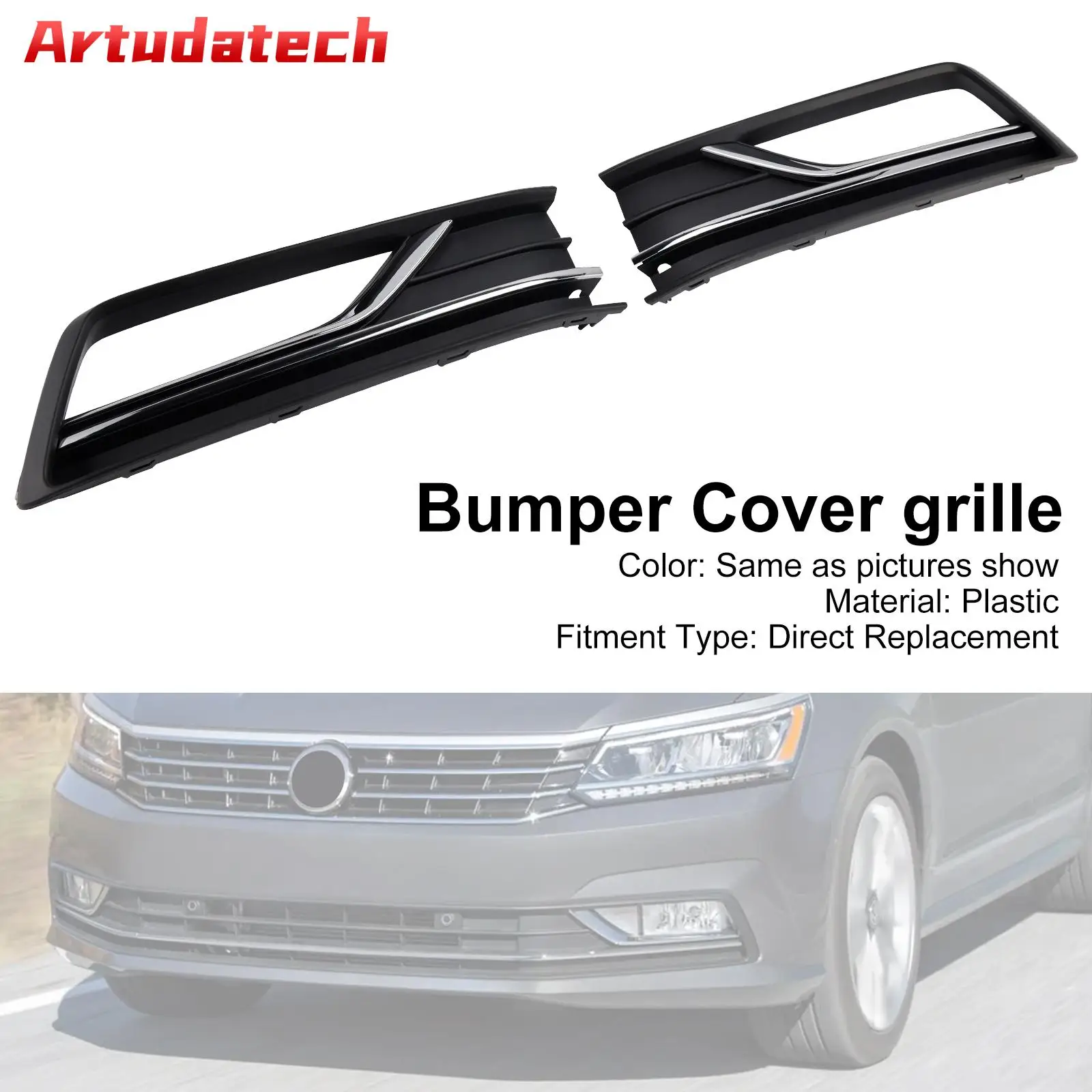 

Artudatech 2PCS Fog Light Lamp Grille Cover Fit for VW Passat B8 NMS (USA Car) 2016 2017 2018 Car Accessories