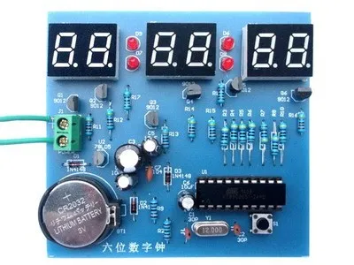 AT89C2051 Six digital clock kit singlechip 6 LED clock electronic production of bulk DIY