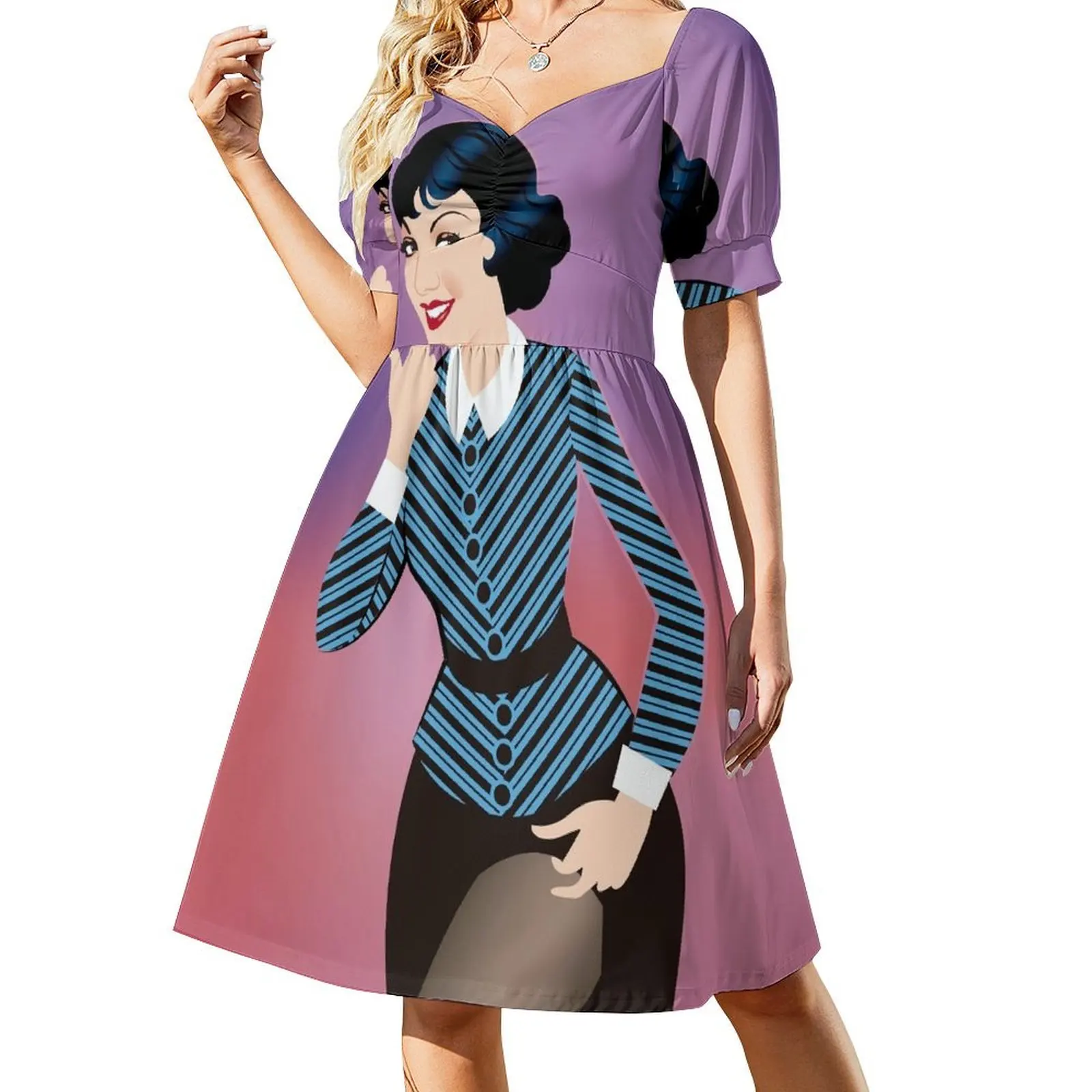 

Claudette Colbert Short-Sleeved Dress Female clothing cute dress