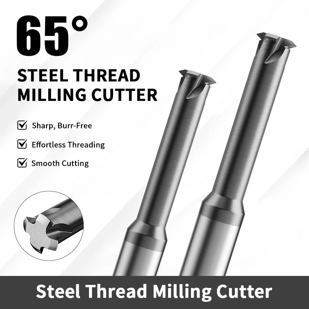 Augusttools HRC60 Single Flute Thread End Mills Tungsten Carbide Thread Milling Cutter with Coating For Metal Steels M2 M4 M6 M8
