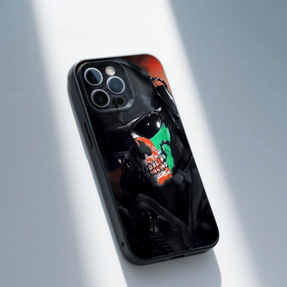 حافظة هاتف علم أفغانستان لهاتف آيفون 16,15,14,13,12,11,Pro,Max,Plus,X,XS,XR,SE,8,7,Mini,Soft Silicone Black Case