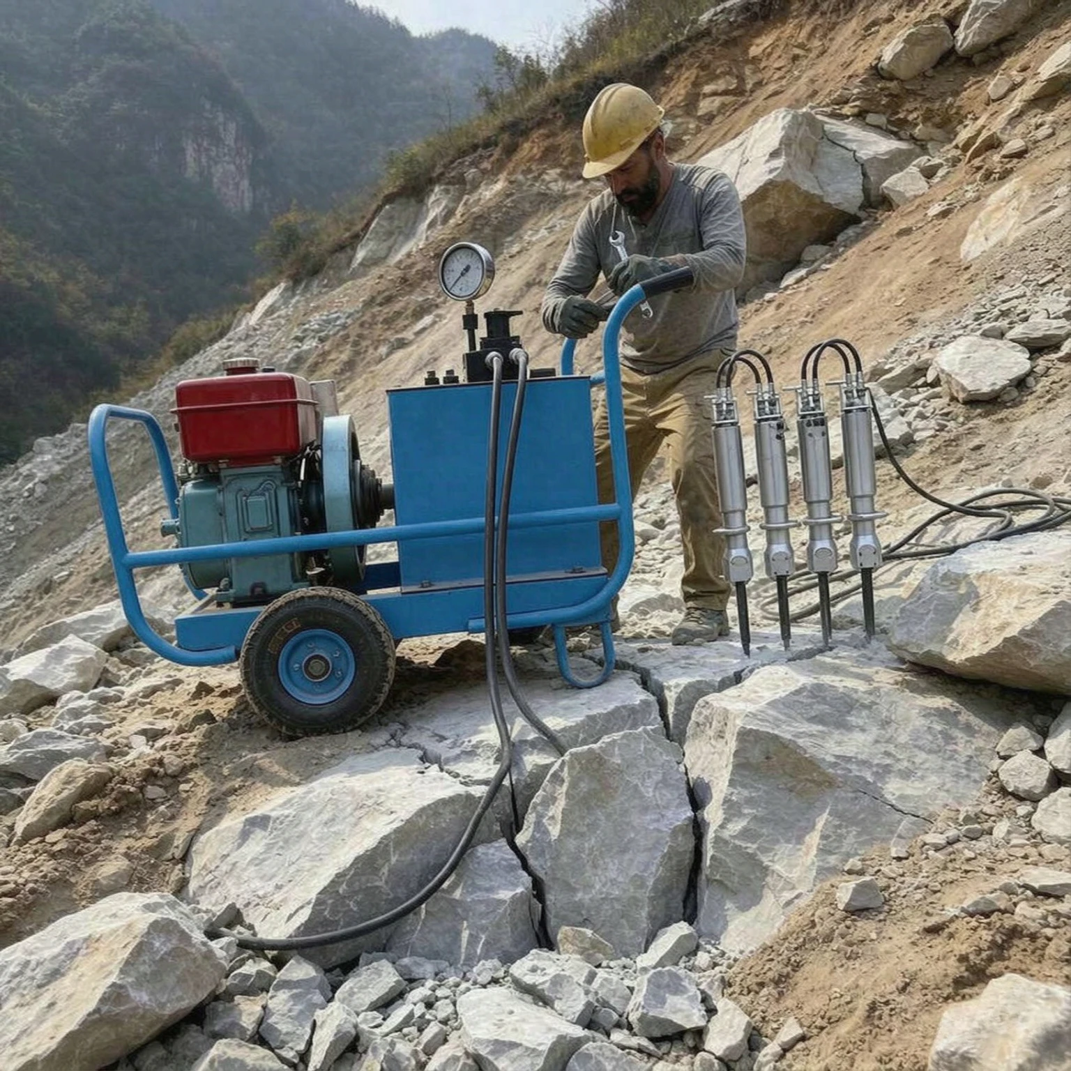 High Efficiency Rock Splitting Machine for Construction Material Quarry Hydraulic Rock Splitter Factory Price