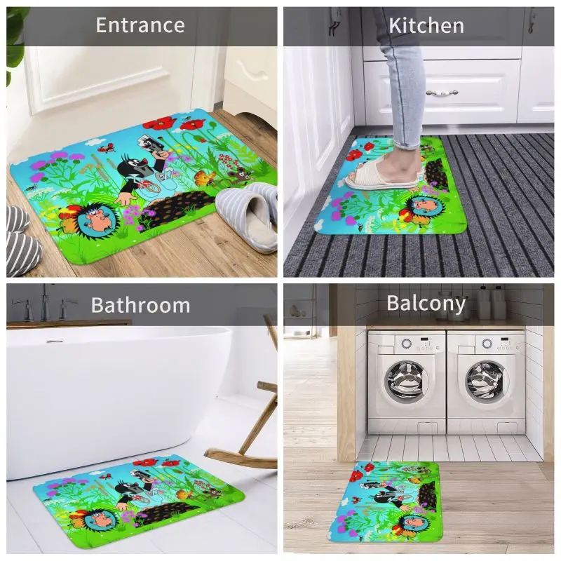 Happy Mole Krtek Front Floor Door Entrance Mat Indoor Cartoon Little Maulwurf Kitchen Bath Doormat Living Room Carpet Rug