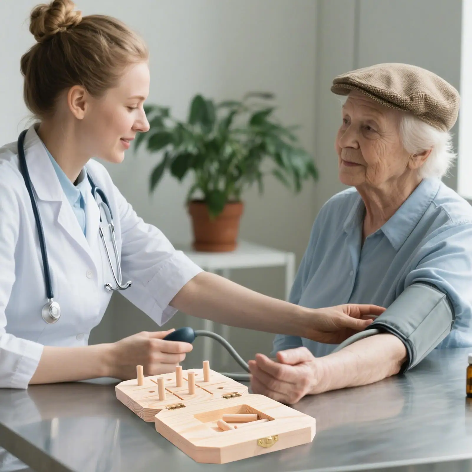 

9 Hole Wooden Pegboard Wooden Grooved Board For Rehabilitation 9-Hole Pegboard For Finger Dexterity To Improve Fine Motor Skills