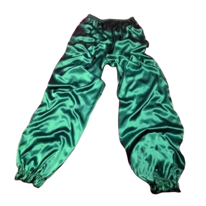 

Мягкие глянцевые шелковистые на ощупь шелковые пижамные брюки с рюшами, брюки-фонарики, домашняя уличная одежда, большие размеры, мужские и женские праздничные костюмы