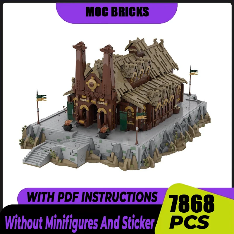 Magical Rings Moc Building Blocks Movie Scene UCS Golden Hall Model Castle Bricks DIY Assembly Street View Toys  Gifts