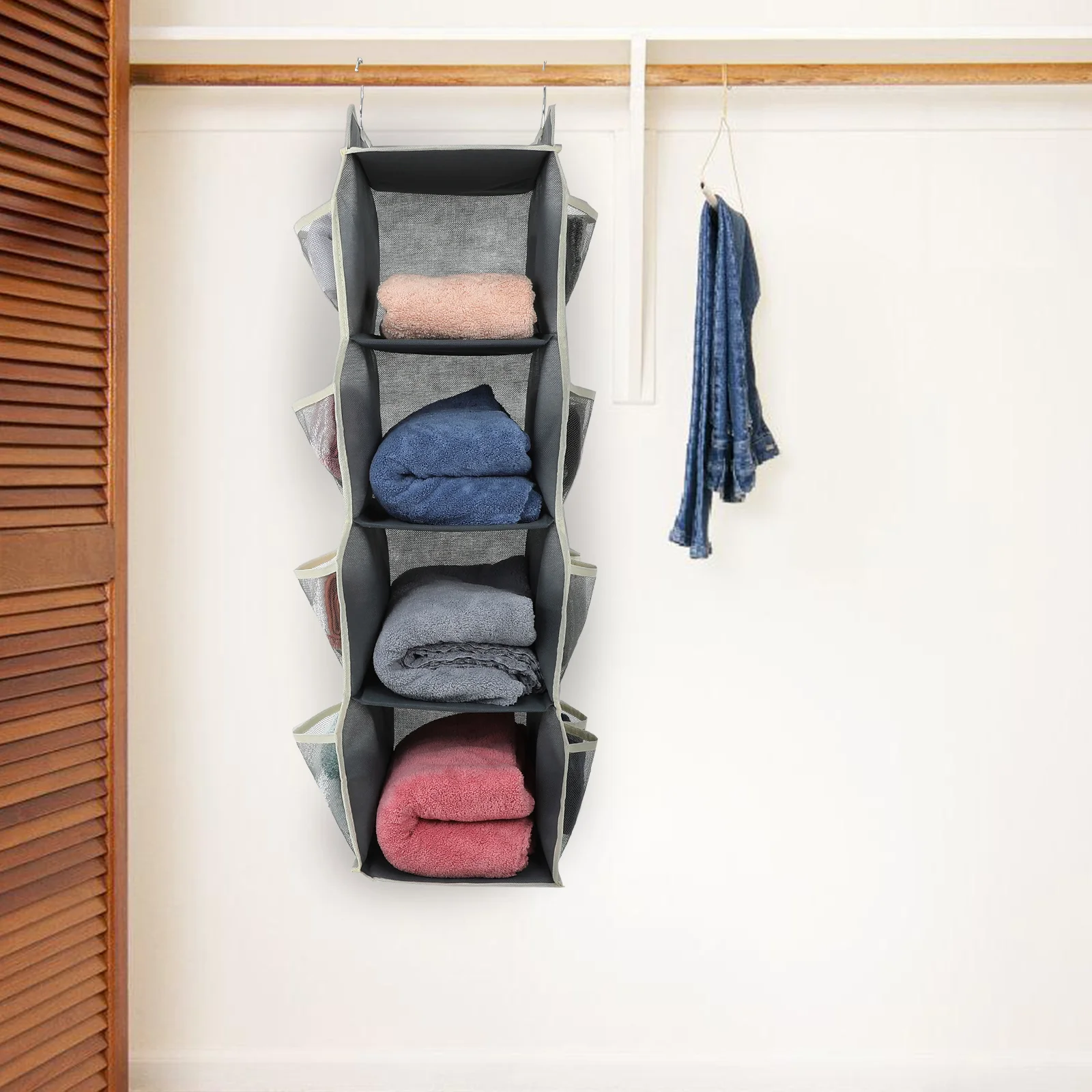 

Hanging Closet Organizer Clothes Storage Bag Maximized Vertical Space Sturdy Lightweight Multiple Shelves Tidy Room