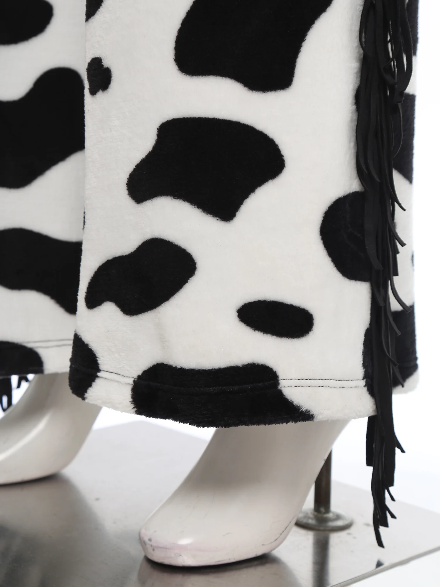 Pantalon Long en flanelle pour femmes, pantalon de Cosplay de Cowgirl d'halloween, pantalon Long d'équitation avec glands latéraux, entrejambe ouvert