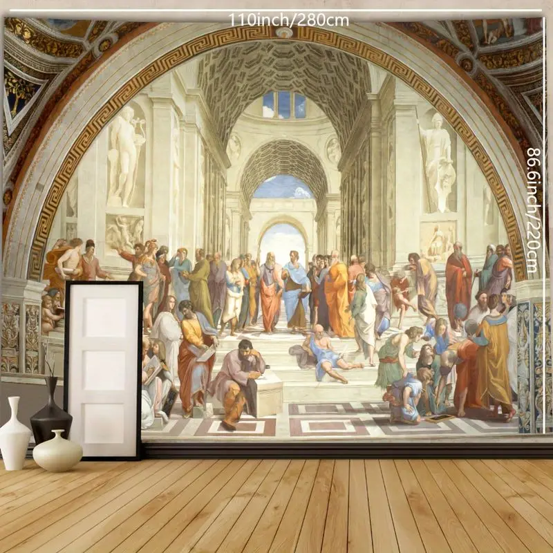 VIKAMA Raphael Athens Academy European Classical Tapestry, Elegant Wall Art for Bedroom Living Room Dorm Decor