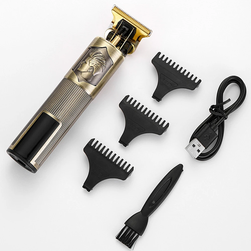 Vintage Tondeuse USB Opladen Haar Snijmachine Elektrische Tondeuse Draagbare Scheerapparaat Professionele Kapper Vriendje Cadeau