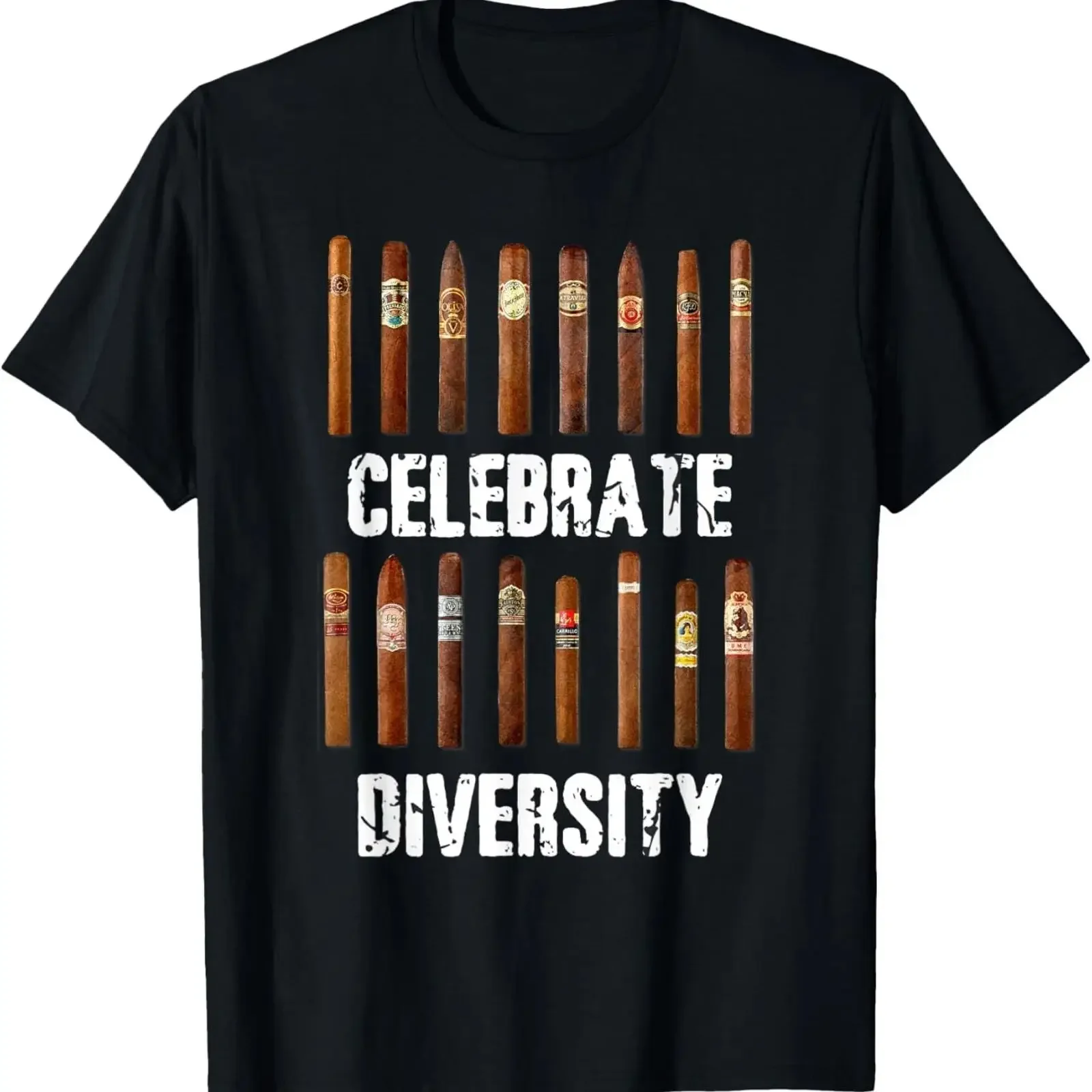 Celebrate Diversity T Shirt Cigar Smoking vintage Washed Soft Breathable Versatile designer clothes fashion graphic