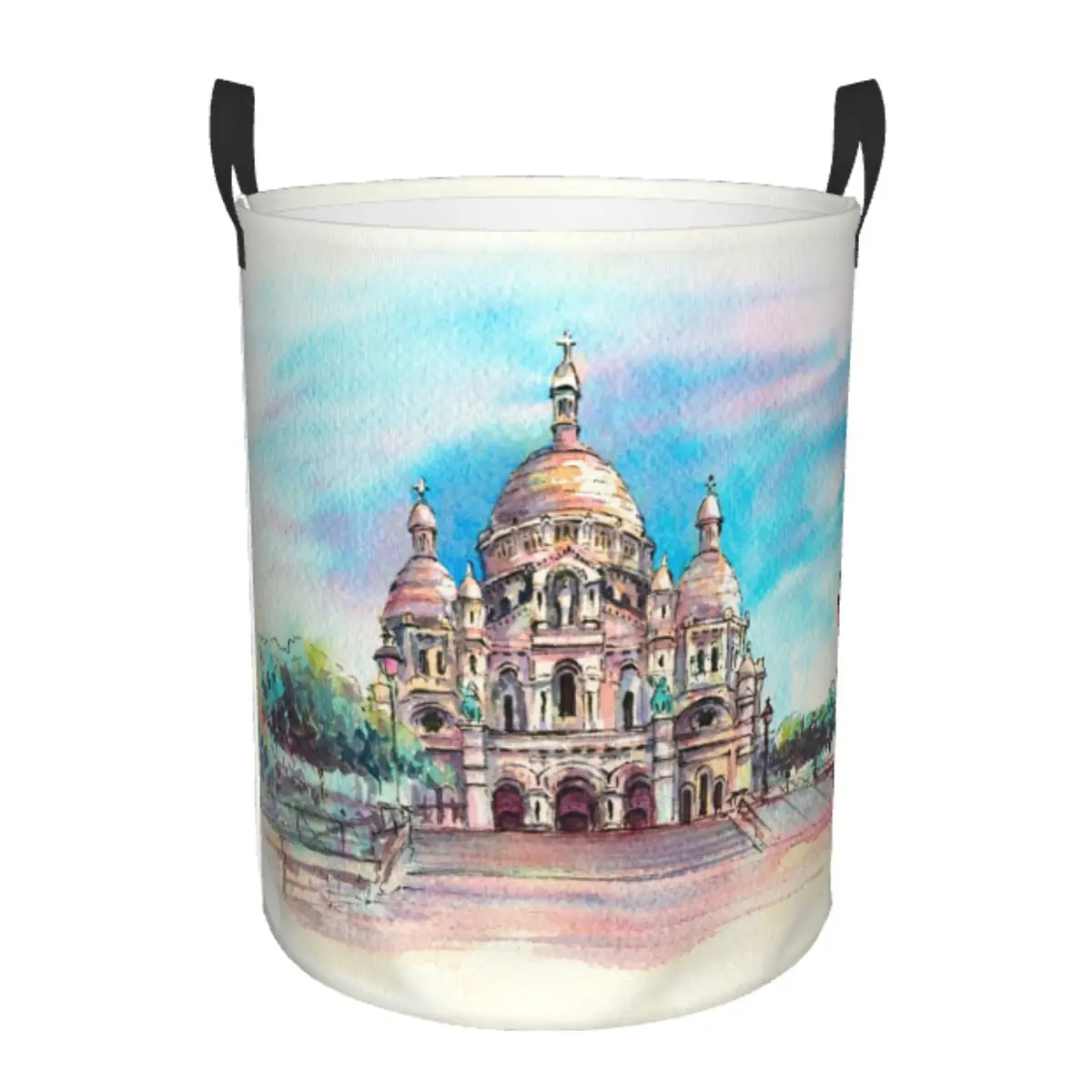 

Custom Sacre-Coeur Basilica, Paris, France Laundry Basket Collapsible Clothing Hamper Toys Organizer Storage Bins