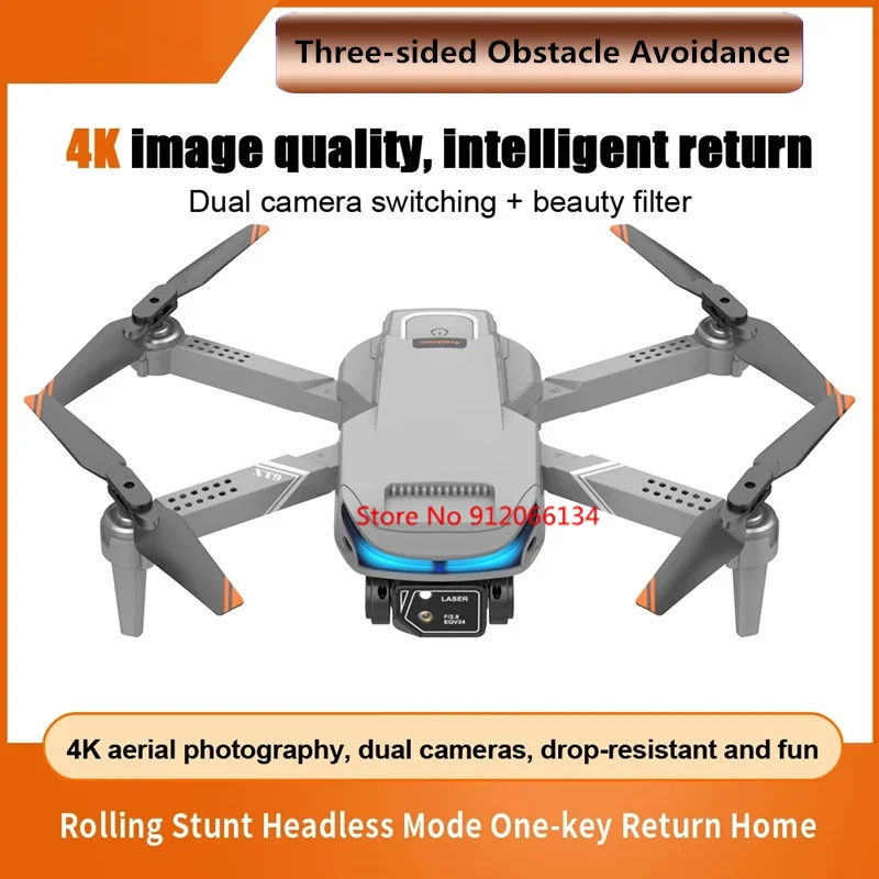 Drieweg Hindernisvermijding Wifi Fpv 4K Hd Dual Camera Rc Drone 2.4G Optische Flow Hover One Key Return Opvouwbare Rc Quadcopter