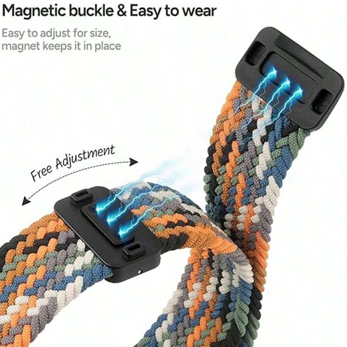Braided Bands For Fitbit Versa 4/Fitbit Versa 3/Sense 2/Sense 1, Magnetic Clasp Wristband for Fitbit Versa 2/Versa Lite/Versa SE