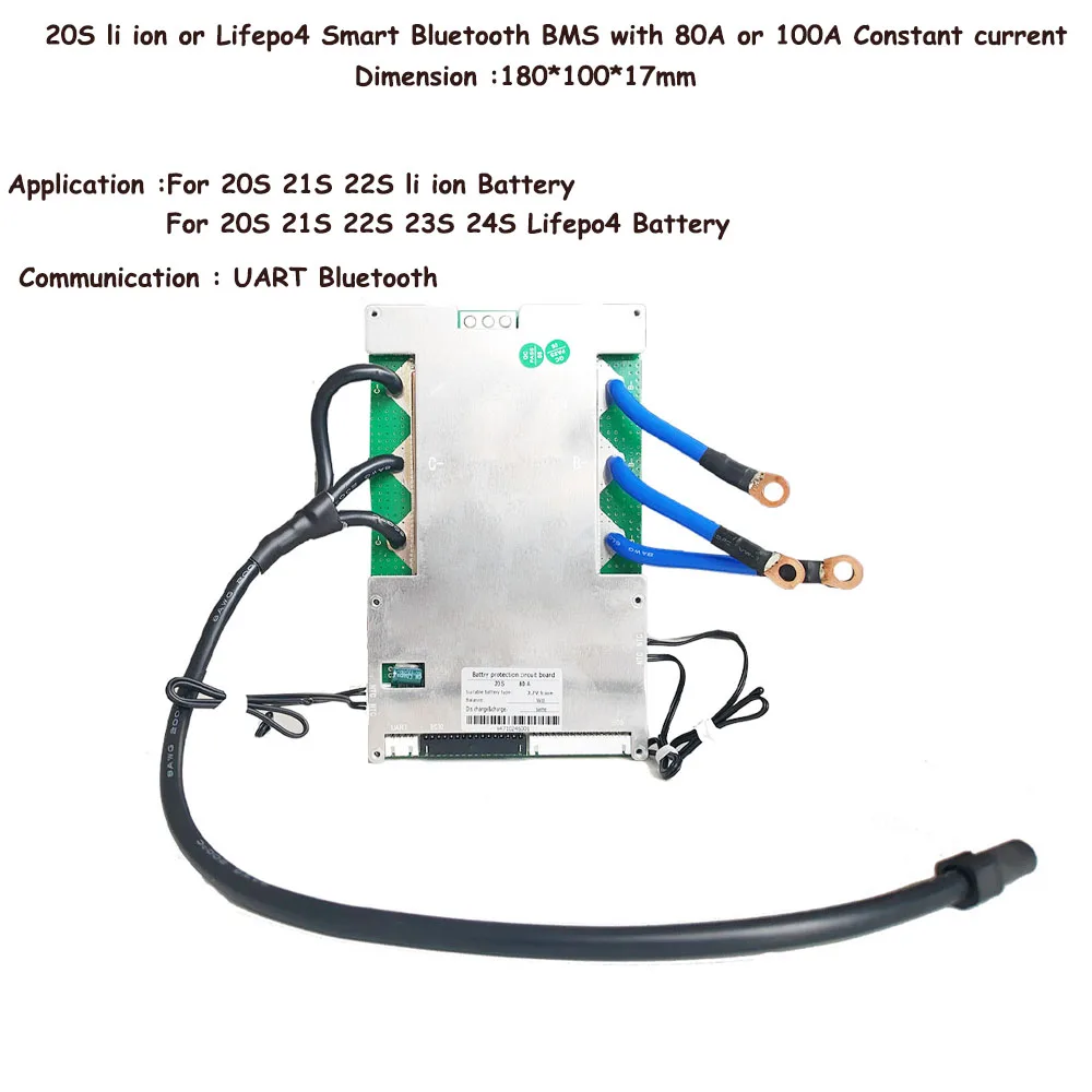 20S 21S Литий-ионный аккумулятор Lifepo4 Smart BMS 72 В или 60 В Bluetooth Система управления аккумулятором с постоянным током 80 А или 100 А 20S 21S Литий-ионный аккумулятор Lifepo4 Smart BMS 72 В или 60 В Bluetooth Система управления аккумулятором с постоянным током 80 А или 100 А