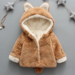 Winter Newborn Baby Clothes Cute Cat Ears Plush Infant Autumn Warm Hooded Children Outerwear Kids Thick Warm Coat Jacket 3M-4Y