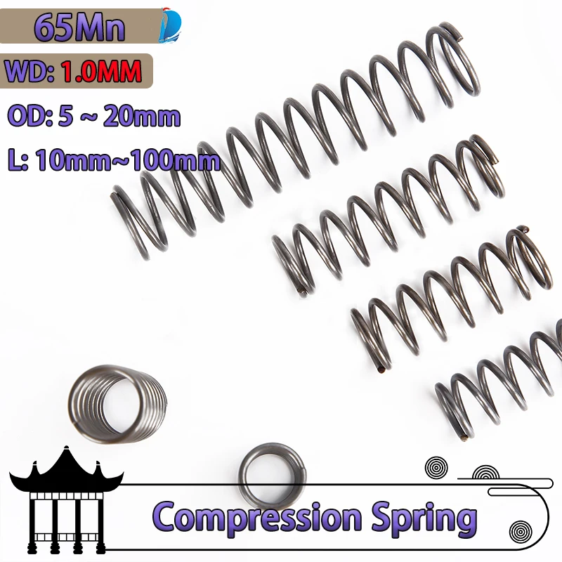1.0mm Return Compressed Springs Cylidrical Coil Compression Spring  Release Pressure Spring Strong Spring 65Mn Wire Diameter