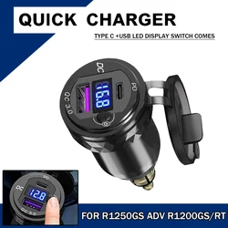 Aluminium USB Quick Charger PD Type-C QC 3.0 Adapter Waterproof For Hella DIN EU Socket For BMW R1250GS ADV R1200GS R1200RT R9T