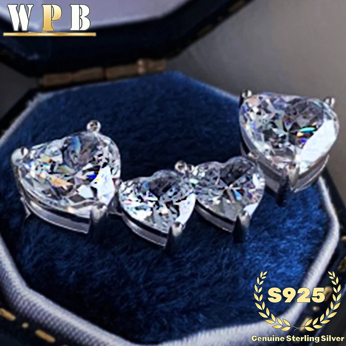S925 Sterling Silver Stud Earrings Double Heart Pink&Clear Cubic Zirconia Faceted Romantic Gift for Women Valentine Anniversary