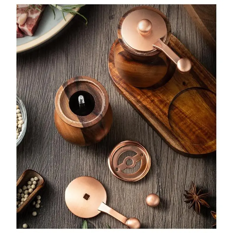 AB42-5-Inch Manual Wooden Pepper Grinder - Adjustable Grinder Suitable For Black Pepper, Salt, And Various Kitchen Seasonings