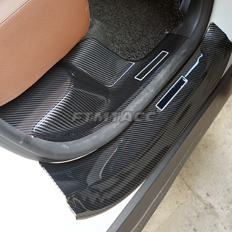 ABS Carbon Fiber Welcome Pedal Door Sill Scuff Plate Guards Protector Cover For Mercedes-Benz AMG GT A200 B200 GLB GLC GLE GLS