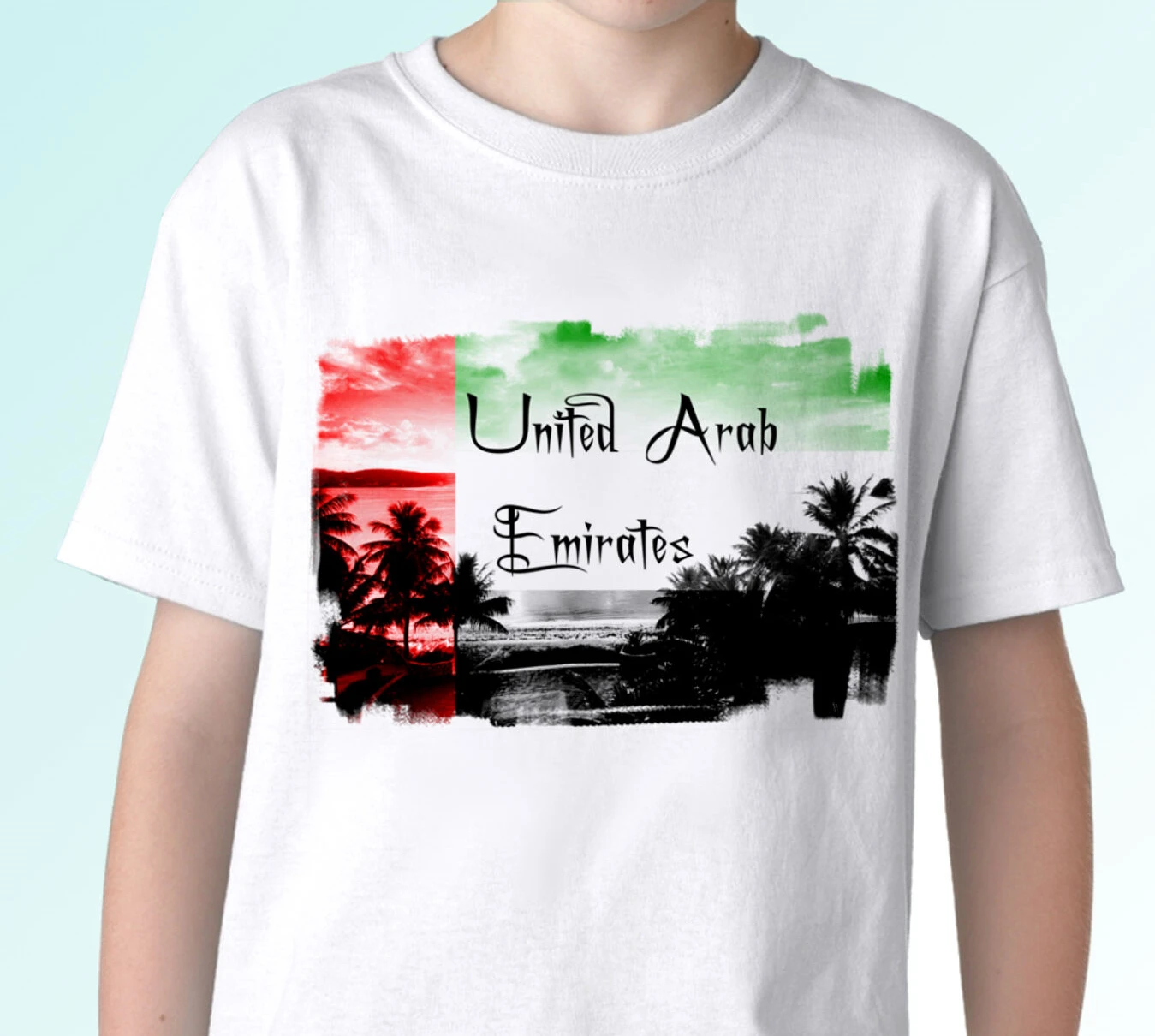 United Arab Emirates Flag - White T Shirt Top - Breathable Top, Loose Casual Mens T-shirt S-3XL