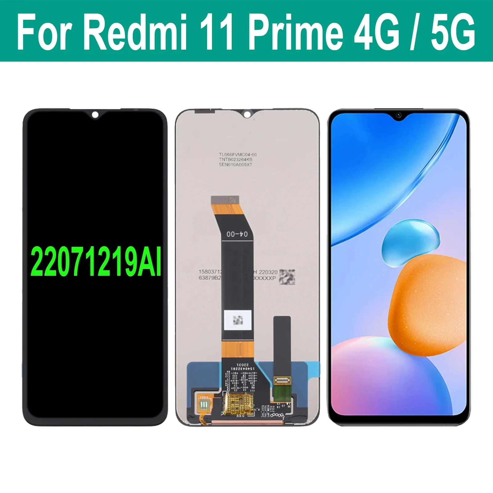 Display For Xiaomi Redmi 11 Prime 5G LCD 4G 22071219AI Touch Screen Replacement Digitizer Assembly 100% Tested Repair Parts