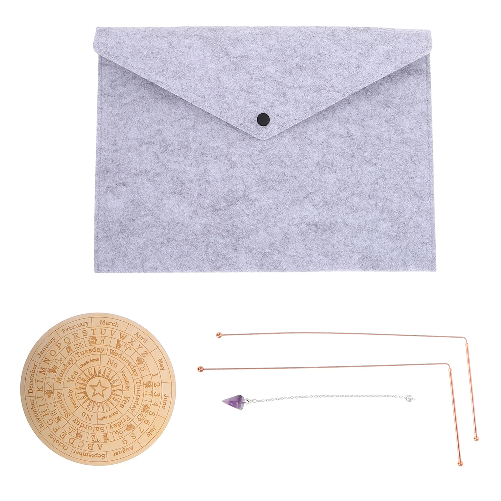 

Comprehensive Copper Dowsing Rods Kit Divination Mat Ghost Hunting Equipment Extendable Spirit Rods Pendulum Mat