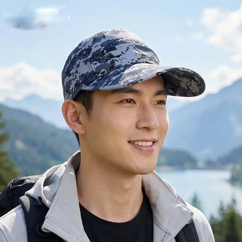 Spring Removable-brimmed Camouflage Open-top Sun Hat Large Brim Eyeglass Frame Baseball Cap for Men Outdoor Fishing Hiking Hat