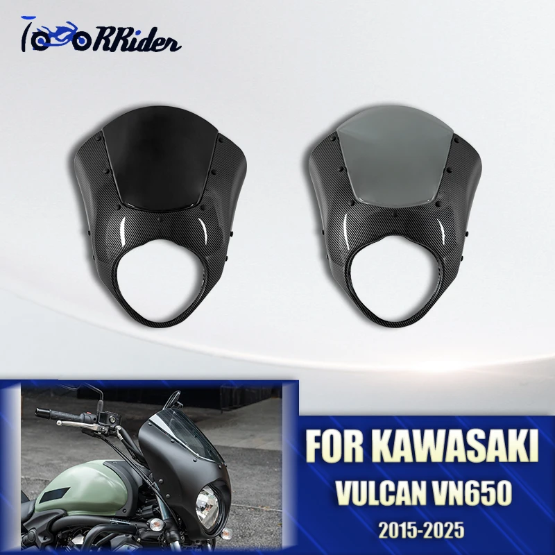 Motorcycle Front Headlight Cover Cafe Racer Retro Fairing WindScreen For Kawasaki Vulcan S EN650 650 2015-2022 2023 2024 2025