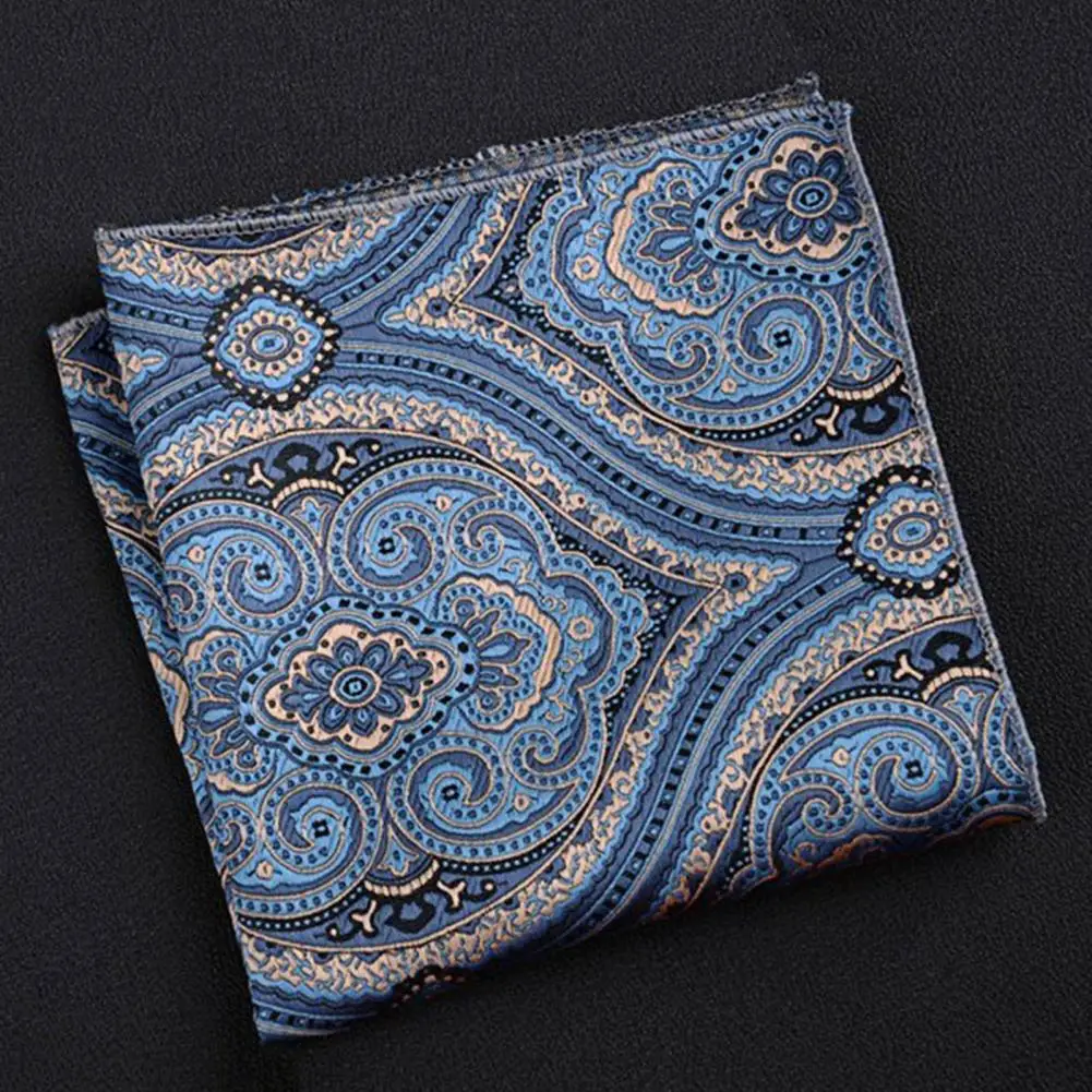 Lenço estampado floral para homens, Praça de bolso vintage, Terno Paisley listrado, Moda casamento empresarial