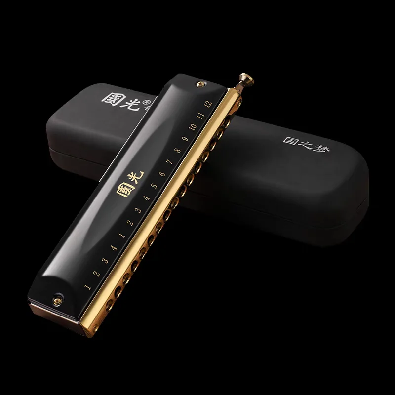 Professional Grade Harmonica Guoguang Half-Tone Scale round Mouth 12 Holes 48 Notes 16 Holes 64 Notes Dream of the Nation