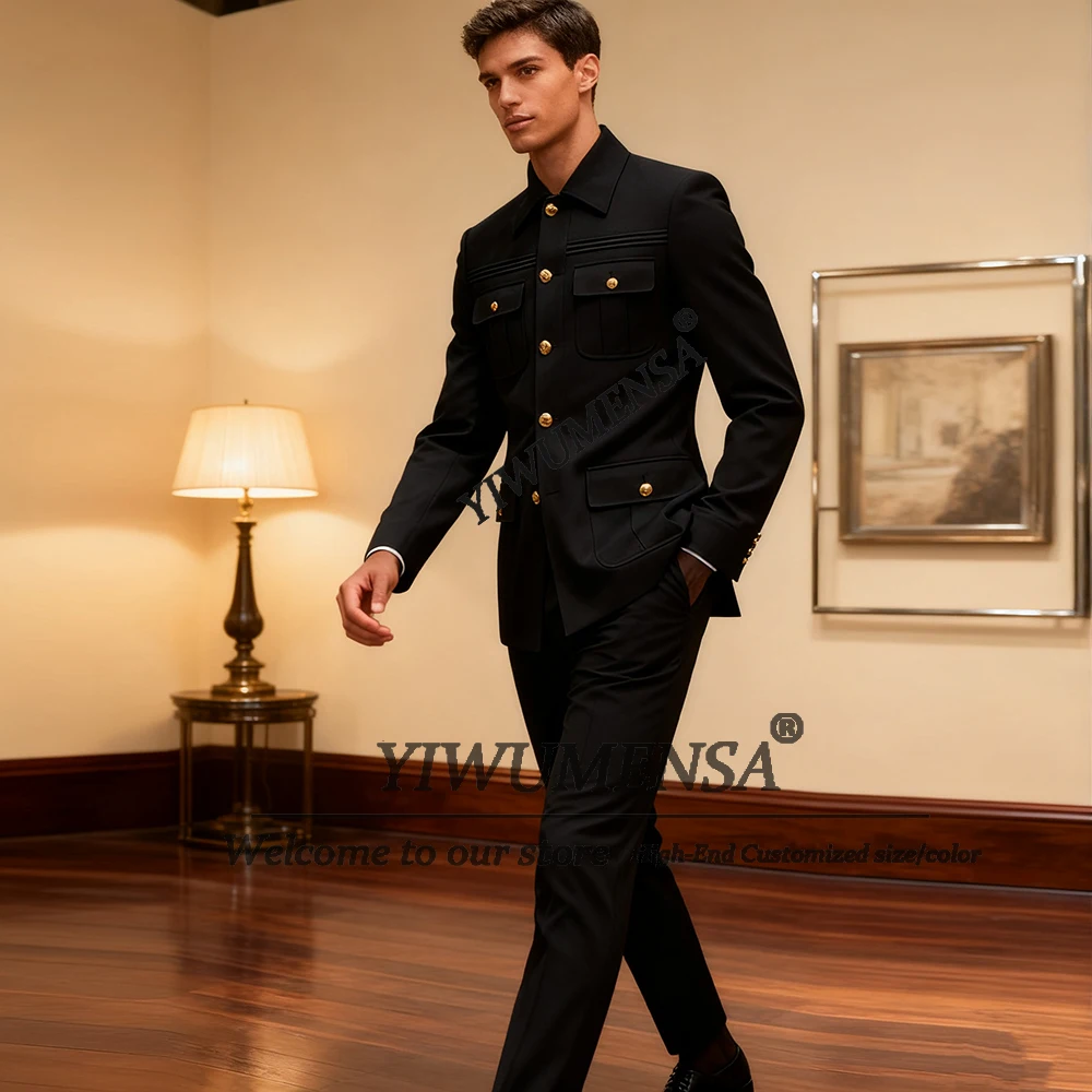 

Классический мужской костюм в стиле сафари, комплект из двух предметов, однобортный пиджак, брюки, индивидуальный смокинг для жениха, костюм Homme, мужской пиджак