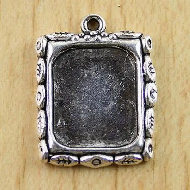 

10pcs 25x19mmmm Tibetan silver leves rim picture frame cabochon settings charms h0331