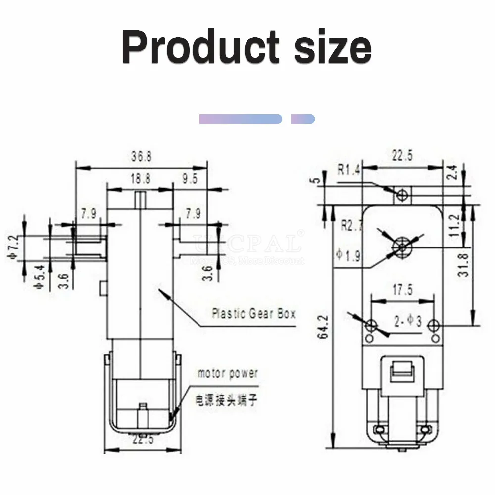 20PCS DC 3V-8V Robot Intelligent Car Dual Shaft Gear DC Geared TT Motor Module for Robot Car 1:48