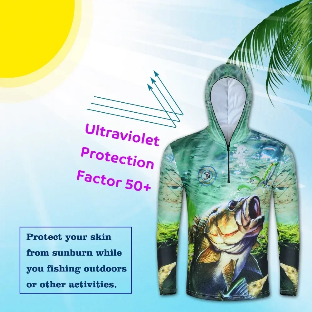 Summer Ultra-Light Anti-UV Fishing Shirts UV Protection Fishing T-shirts For Men & Women Fish Printed Shirt FT0071-3